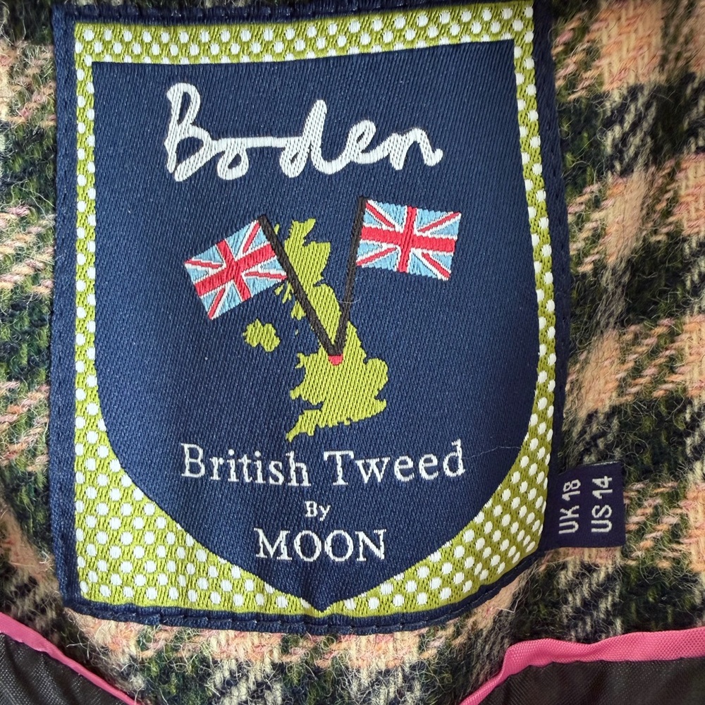 Boden British Tweed by MOON Wool Plaid Blazer (Size US 14) - Picture 6 of 8